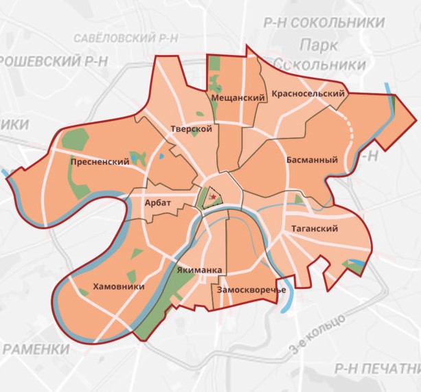 На фото — границы ЦАО. Источник: IRN.RU