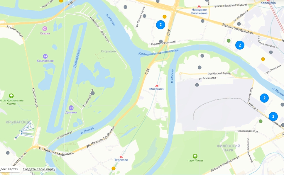 метро мневники на карте москвы